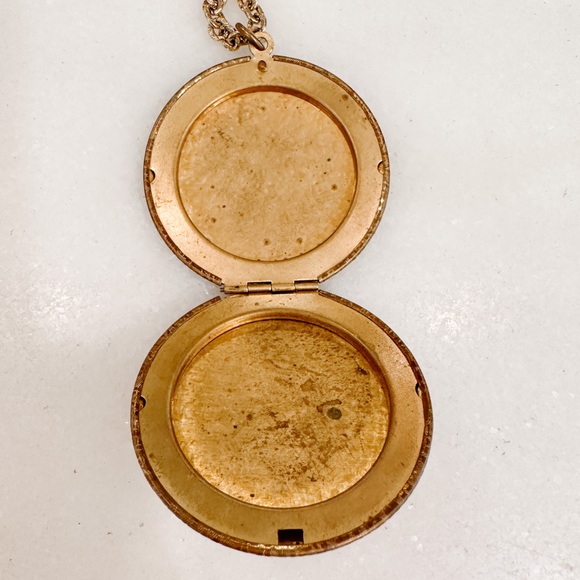 Lenora Dame Gold Rhinestone Floral Locket Necklace - Picture 6 of 8